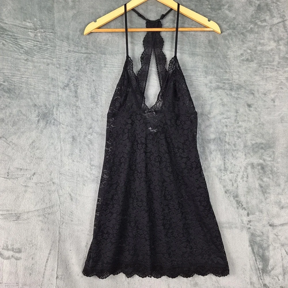 Womens Dress Small Black Floral Lace Babydoll Fairy Grunge Whimsigoth Mini Sheer